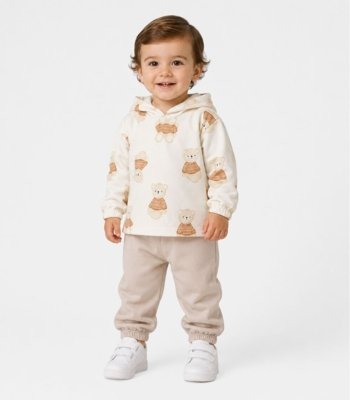 Conjunto Infantil Blusão Com Capuz E Calça Select Bege