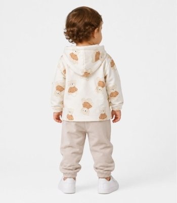 Conjunto Infantil Blusão Com Capuz E Calça Select Bege