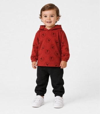 Conjunto Infantil Blusão Com Capuz E Calça Select Laranja