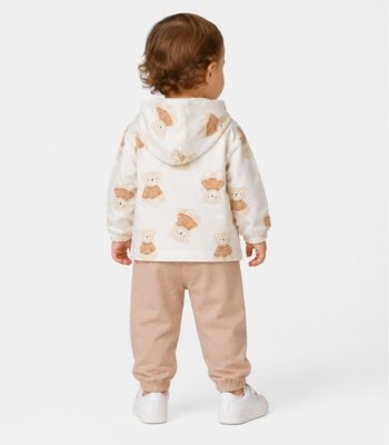 Conjunto Infantil Blusão Com Capuz E Calça Select Marrom