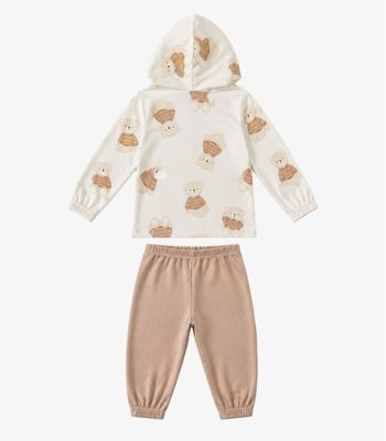Conjunto Infantil Blusão Com Capuz E Calça Select Marrom