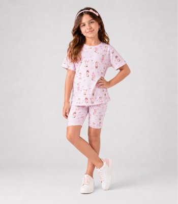 Conjunto Infantil Camisa Com Ciclista Select Rosa