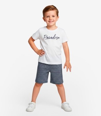 Conjunto Infantil Camiseta e Bermuda Select Bege