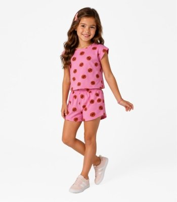 Conjunto Infantil Feminino Short E Blusa Select Rosa