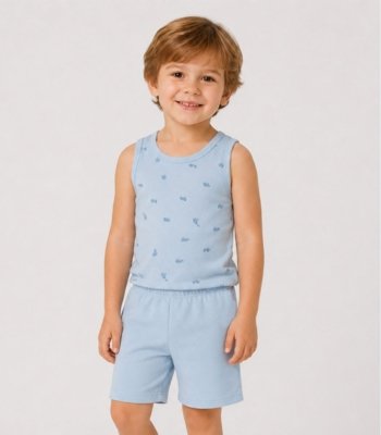 Conjunto Infantil Machão e Bermuda Select Azul