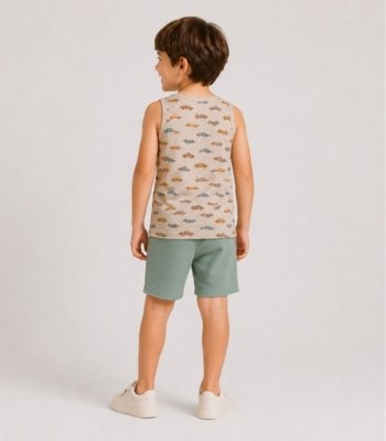 Conjunto Infantil Machão e Bermuda Select Bege