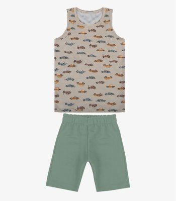 Conjunto Infantil Machão e Bermuda Select Bege