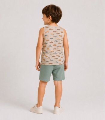 Conjunto Infantil Machão e Bermuda Select Bege