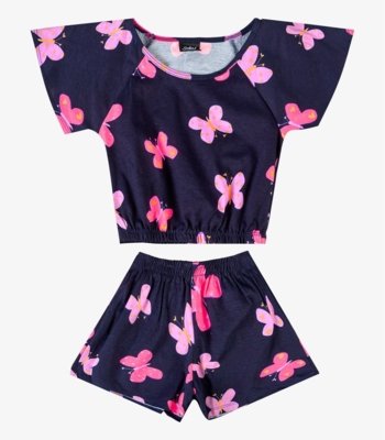 Conjunto Infantil Menina Blusa E Short Select Azul