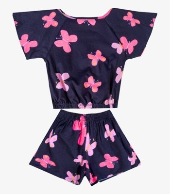 Conjunto Infantil Menina Blusa E Short Select Azul