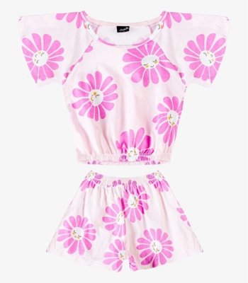 Conjunto Infantil Menina Blusa E Short Select Rosa