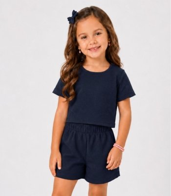 Conjunto Infantil Menina Blusa e Short Select Azul