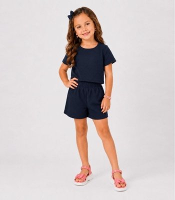 Conjunto Infantil Menina Blusa e Short Select Azul
