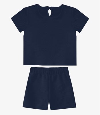 Conjunto Infantil Menina Blusa e Short Select Azul