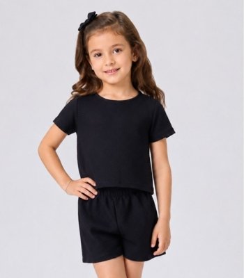 Conjunto Infantil Menina Blusa e Short Select Preto