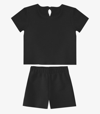 Conjunto Infantil Menina Blusa e Short Select Preto