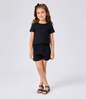 Conjunto Infantil Menina Blusa e Short Select Preto