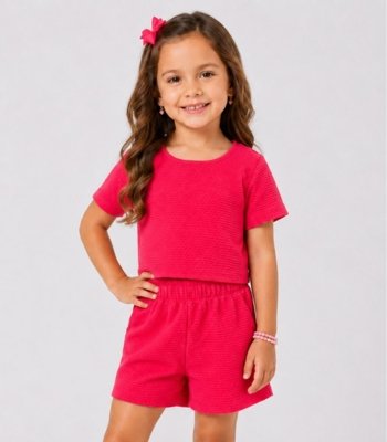 Conjunto Infantil Menina Blusa e Short Select Rosa