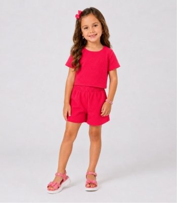 Conjunto Infantil Menina Blusa e Short Select Rosa