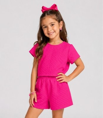Conjunto Infantil Menina Blusa e Short Select Rosa