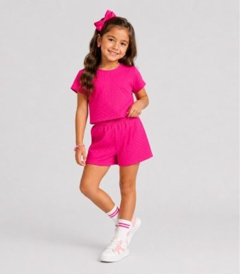 Conjunto Infantil Menina Blusa e Short Select Rosa