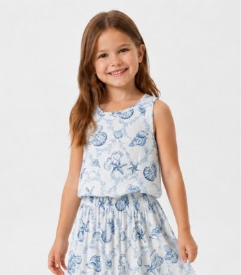 Conjunto Infantil Menina Saia e Regata Select Bege