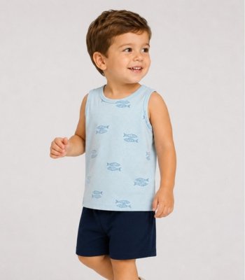 Conjunto Machão E Bermuda Infantil Select Azul