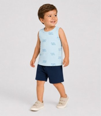Conjunto Machão E Bermuda Infantil Select Azul