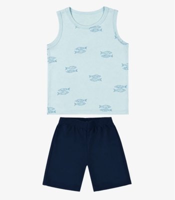 Conjunto Machão E Bermuda Infantil Select Azul
