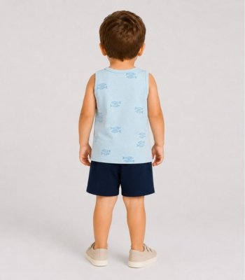 Conjunto Machão E Bermuda Infantil Select Azul