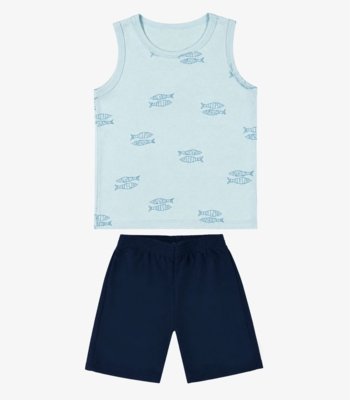 Conjunto Machão E Bermuda Infantil Select Azul