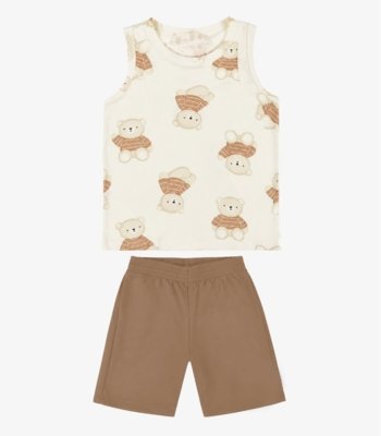 Conjunto Machão E Bermuda Infantil Select Bege