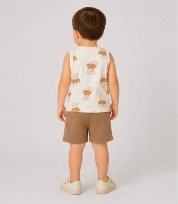 Conjunto Machão E Bermuda Infantil Select Bege