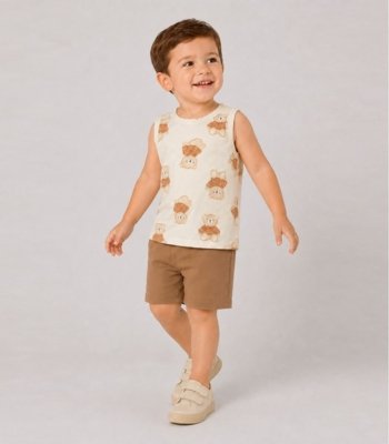 Conjunto Machão E Bermuda Infantil Select Bege