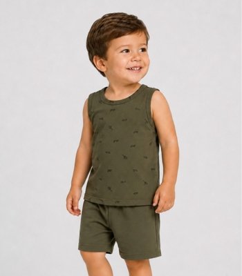 Conjunto Machão E Bermuda Infantil Select Verde