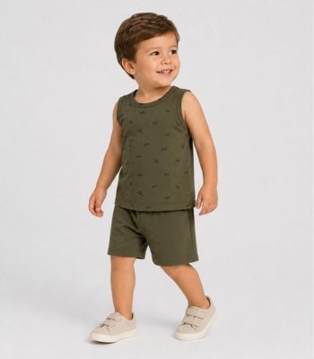 Conjunto Machão E Bermuda Infantil Select Verde