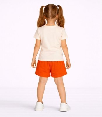 Conjunto Menina Blusa Estampada e Short Select Laranja