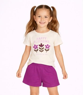 Conjunto Menina Blusa Estampada e Short Select Roxo