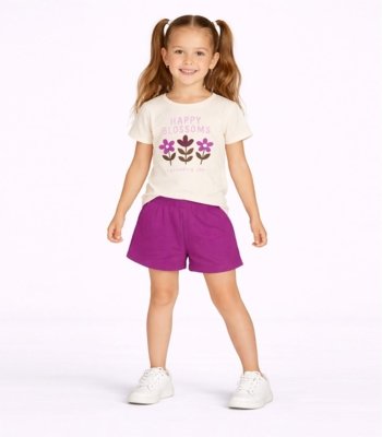 Conjunto Menina Blusa Estampada e Short Select Roxo
