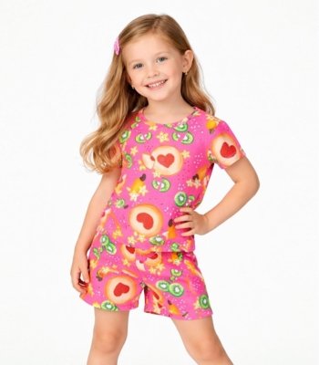 Conjunto Menina Infantil Blusa E Short Select Rosa