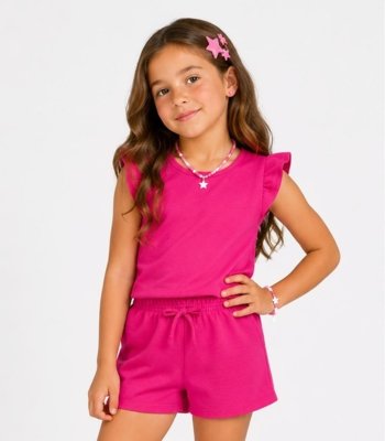 Conjunto Menina Infantil Blusa E Short Select Rosa
