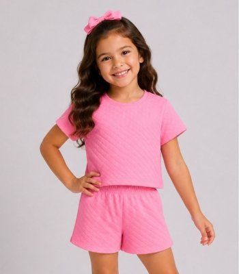 Conjunto Menina Infantil Blusa e Short Select Rosa