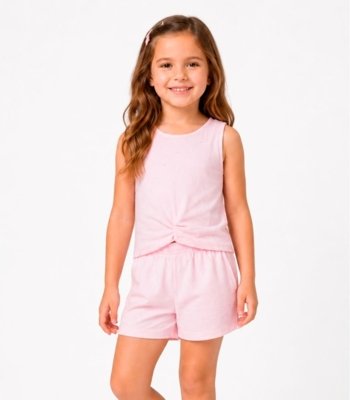 Conjunto Menina Regata e Short Infantil Select Rosa