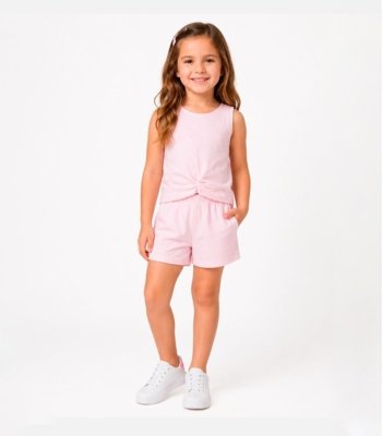 Conjunto Menina Regata e Short Infantil Select Rosa