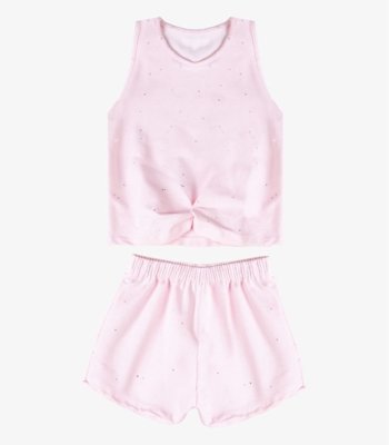 Conjunto Menina Regata e Short Infantil Select Rosa