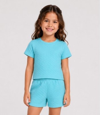 Conjunto Menina infantil Blusa e Short Select Azul