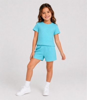 Conjunto Menina infantil Blusa e Short Select Azul