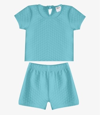 Conjunto Menina infantil Blusa e Short Select Azul