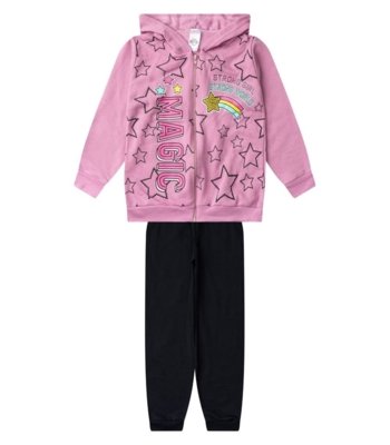 Conjunto Moletom Menina Jaqueta E Calça Kappes Roxo