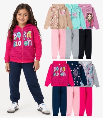 Kit 3 Conjuntos Menina Moletom E Calça Sortidos Select